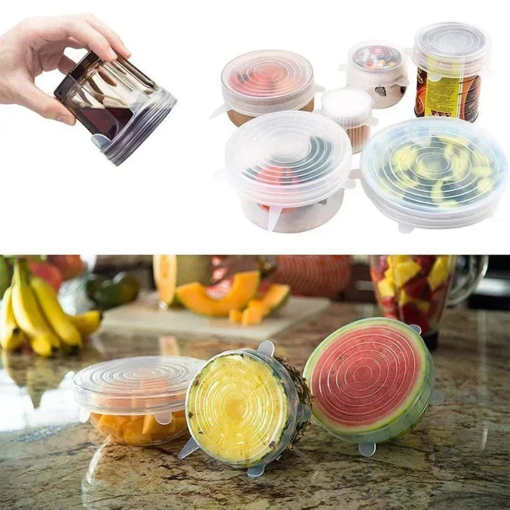 Reusable Silicone Food Lids – Stretchable Fresh Food Covers for Bowls & Containers | Leak-Proof Kitchen Storage Seals for Meal Prep & Food Preservation