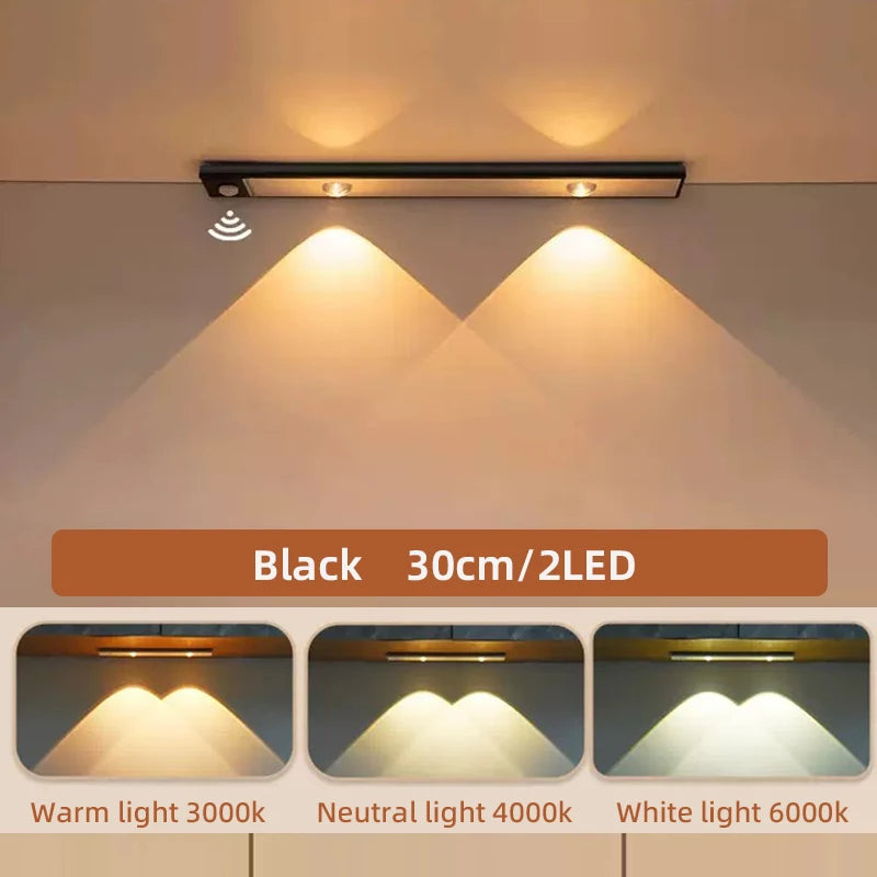 LED Motion Sensor Cabinet Light – Wireless Rechargeable Ultra-Thin Night Light | USB Under Cabinet Lighting for Kitchen, Bedroom, Wardrobe & Closet (3 Color Modes)