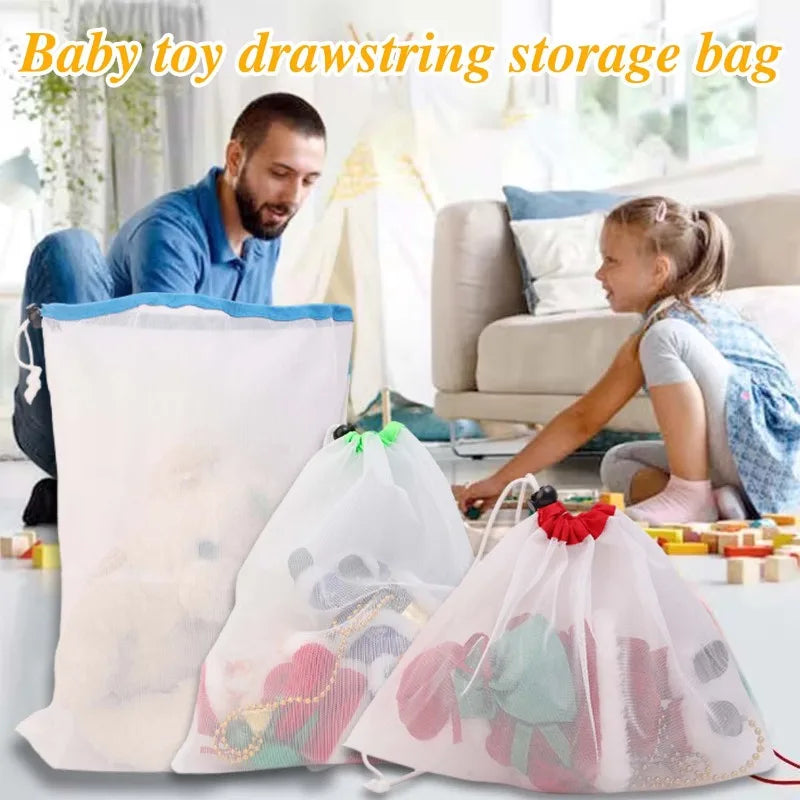 Reusable Mesh Storage Bags with Drawstring – Eco-Friendly Net Bags for Produce, Toys & Kitchen Organization | Washable Fruit & Vegetable Bags