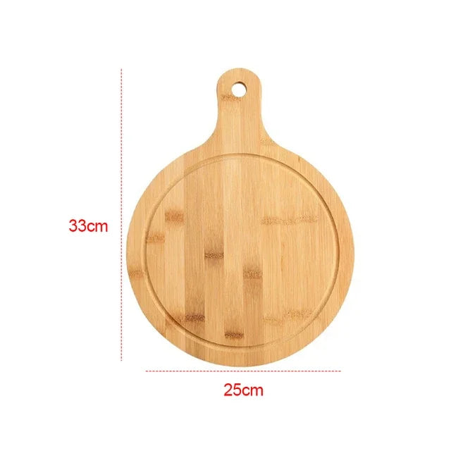 Solid Wood Cutting Board with Handle – Round Kitchen Chopping Board for Pizza, Bread & Fruit | Eco-Friendly Hanging Wooden Serving Board