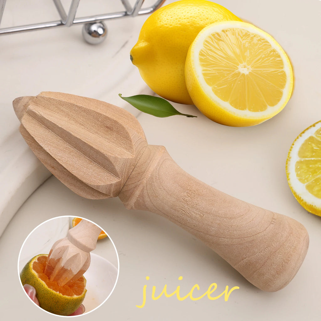 Wooden Lemon Squeezer Reamer – Natural Beech Wood Citrus Juicer Tool | Manual Orange & Lemon Juice Extractor for Kitchen, Bar & Healthy Drinks