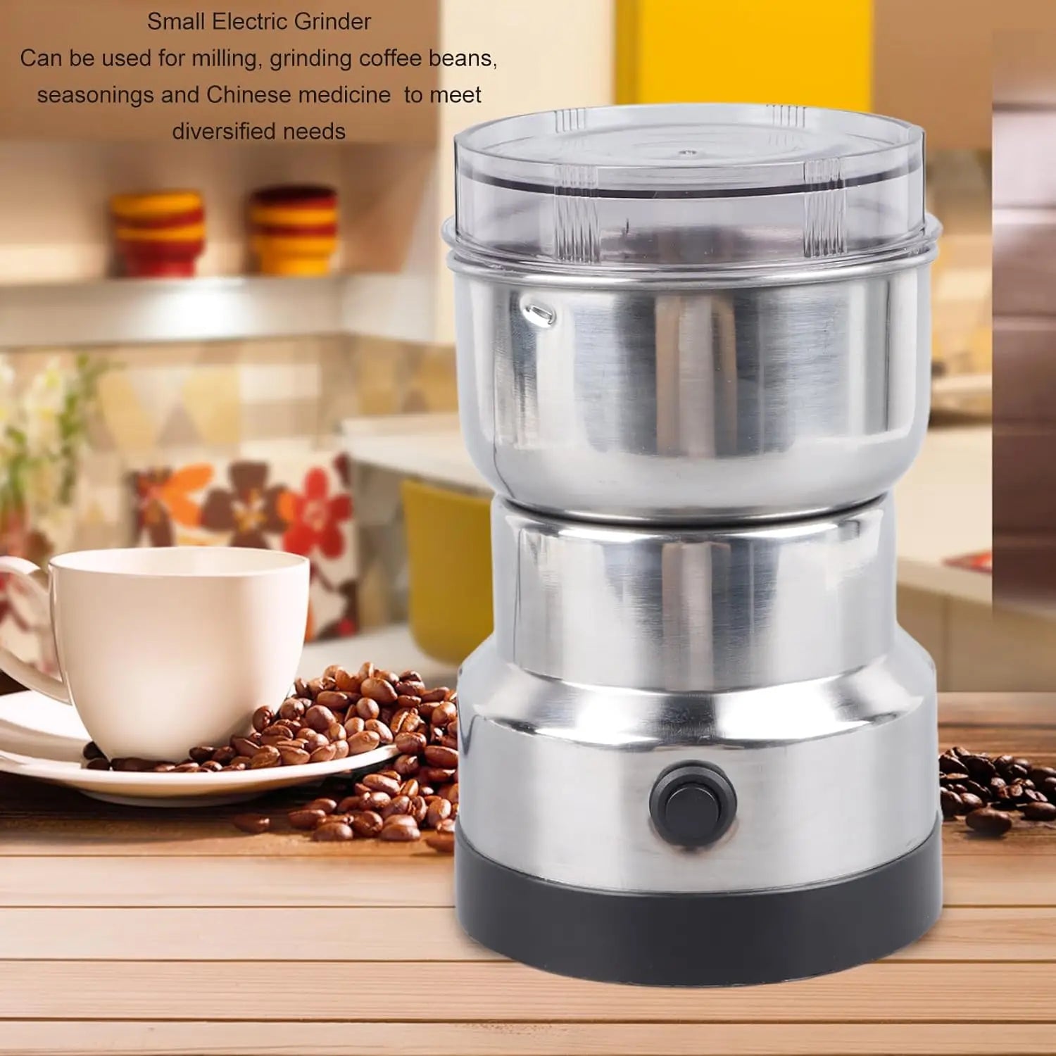 Electric Coffee & Spice Grinder – 4-Blade Multifunction Grinder for Beans, Nuts & Spices | 150W Kitchen Blender for Coffee, Grain & Seasoning Grinding