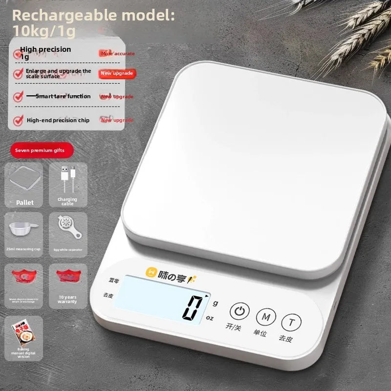Digital Kitchen Scale – High Precision Food Scale (1g Accuracy) | USB Rechargeable Cooking & Baking Scale with LCD Display & Tare Function