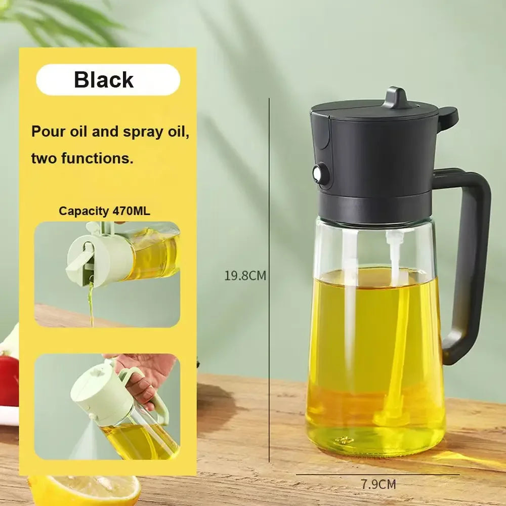 2-in-1 500ml Oil Sprayer & Pourer Bottle – Olive Oil Dispenser for Air Fryer, BBQ, Salad & Cooking (Leak-Proof Kitchen Gadget)