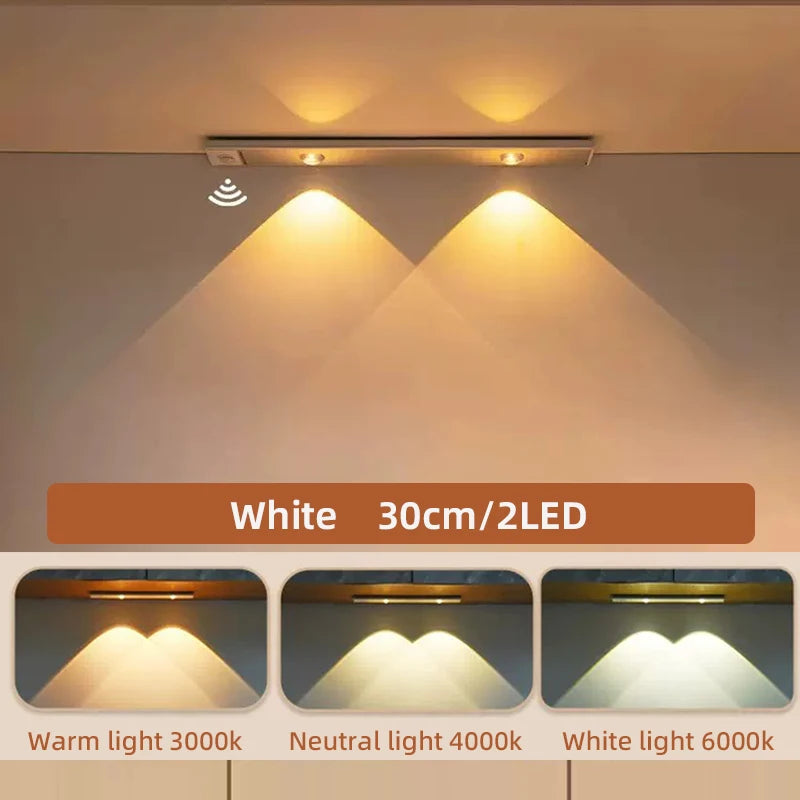 LED Motion Sensor Cabinet Light – Wireless Rechargeable Ultra-Thin Night Light | USB Under Cabinet Lighting for Kitchen, Bedroom, Wardrobe & Closet (3 Color Modes)