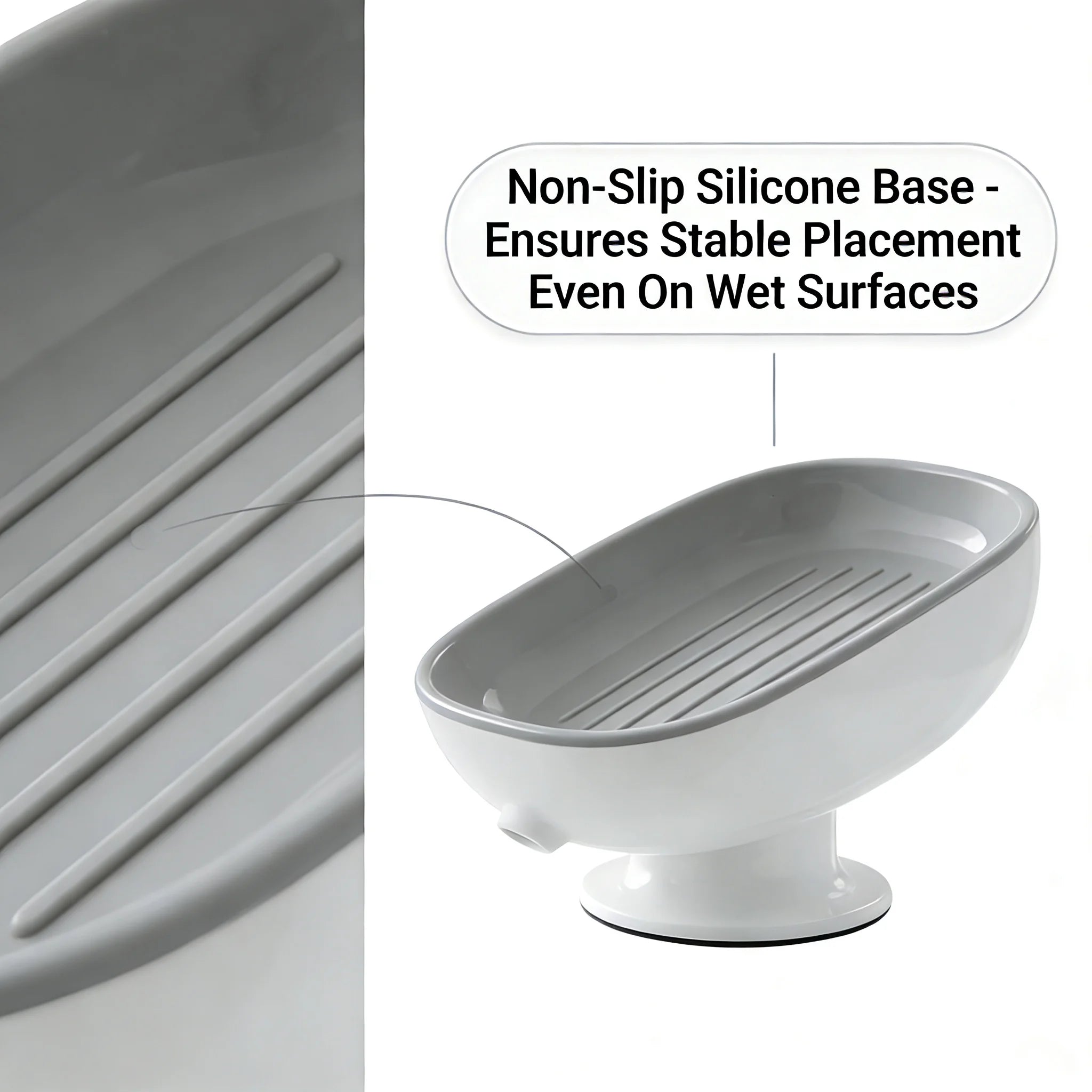 Suction Cup Soap Dish – Self-Draining Wall Mounted Soap Holder | Non-Slip Bathroom & Kitchen Sink Soap Storage Tray for Dry & Clean Soap