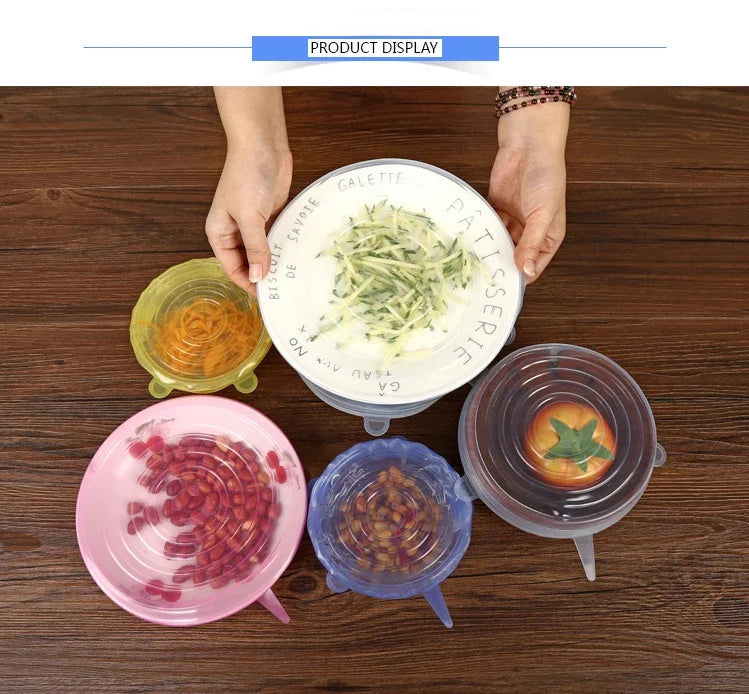 Reusable Silicone Food Lids – Stretchable Fresh Food Covers for Bowls & Containers | Leak-Proof Kitchen Storage Seals for Meal Prep & Food Preservation