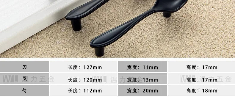 Zinc Alloy Creative Spoon Fork Knife Kitchen Cabinet Closet Furniture Door Knob Cabinet Pull Drawer Handles Cabinet Knob