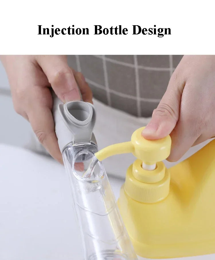 2-in-1 Soap Dispenser Kitchen Cleaning Brush – Long Handle Dish Scrubber with Sponge & Scraper | Leak-Proof Dishwashing Brush for Pots, Sink & Kitchen Cleaning