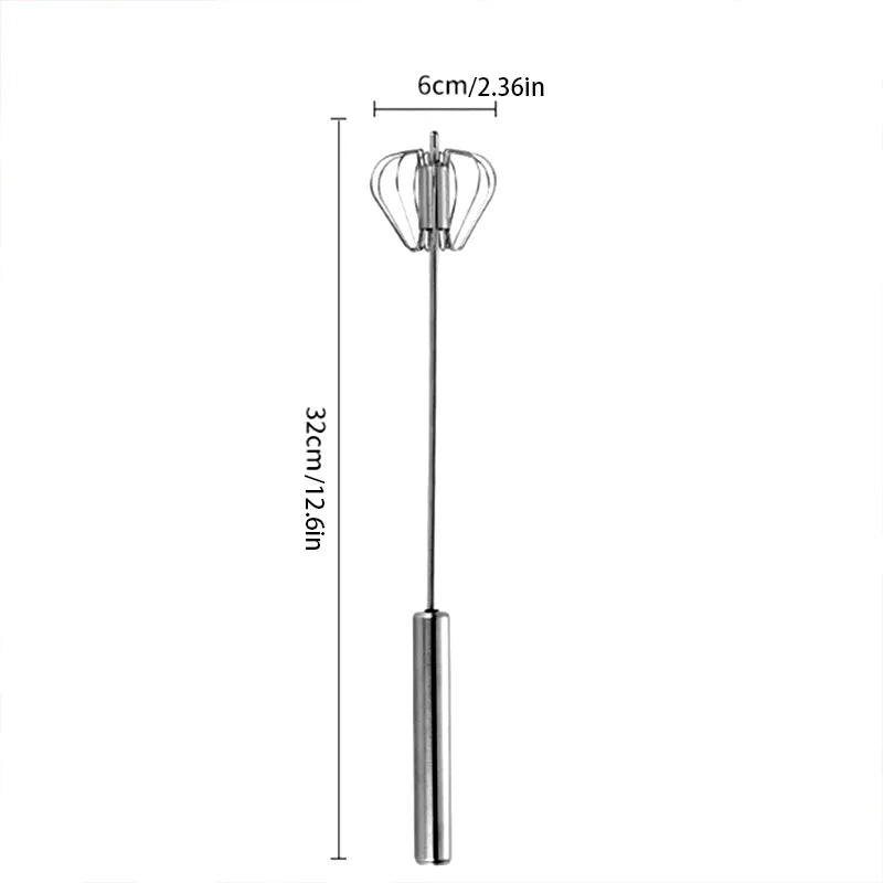 Portable Manual Whisk – 36cm Hand Egg Beater & Frother | No Electricity Needed Stainless Steel Kitchen Mixer for Eggs, Cream, Batter & Coffee Foam
