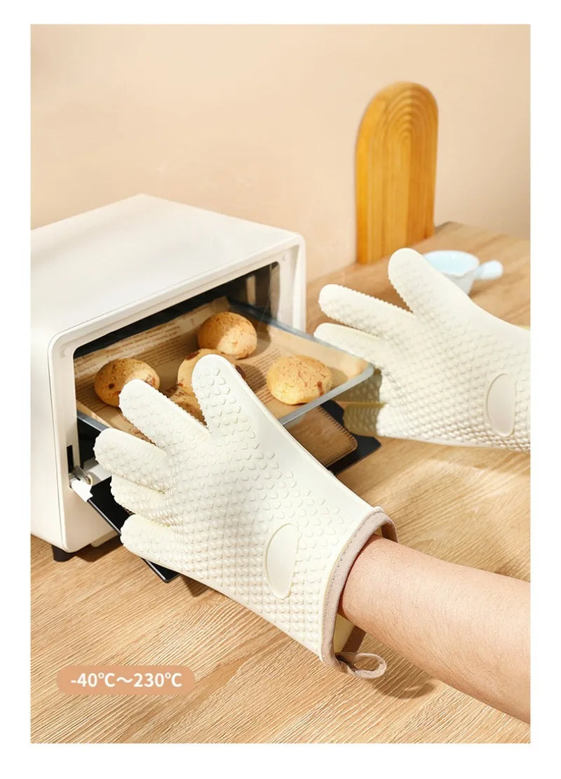 Silicone Oven Mitt – Heat Resistant Non-Slip Kitchen Glove for Baking, BBQ & Cooking | Insulated Microwave & Grill Protection (1pc / 2pcs)
