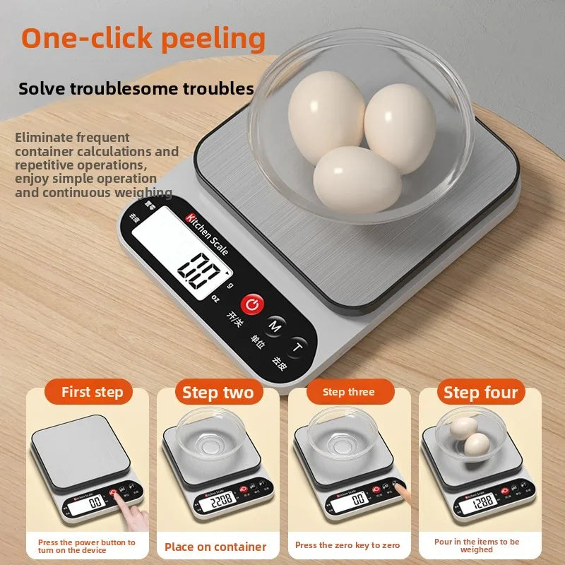 Digital Kitchen Scale – High Precision Food Scale (1g Accuracy) | USB Rechargeable Cooking & Baking Scale with LCD Display & Tare Function