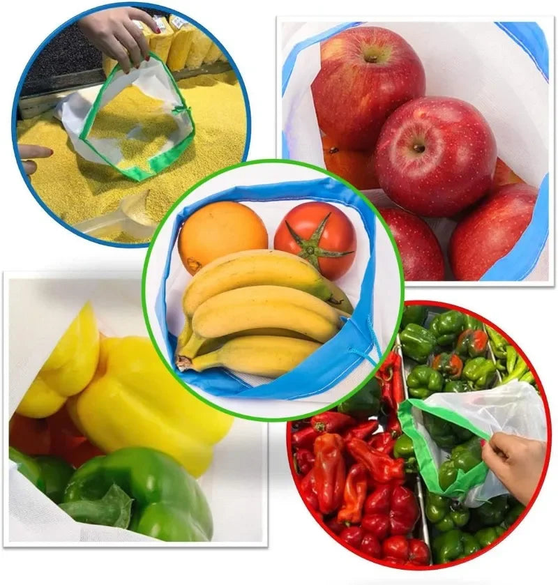 Reusable Mesh Storage Bags with Drawstring – Eco-Friendly Net Bags for Produce, Toys & Kitchen Organization | Washable Fruit & Vegetable Bags