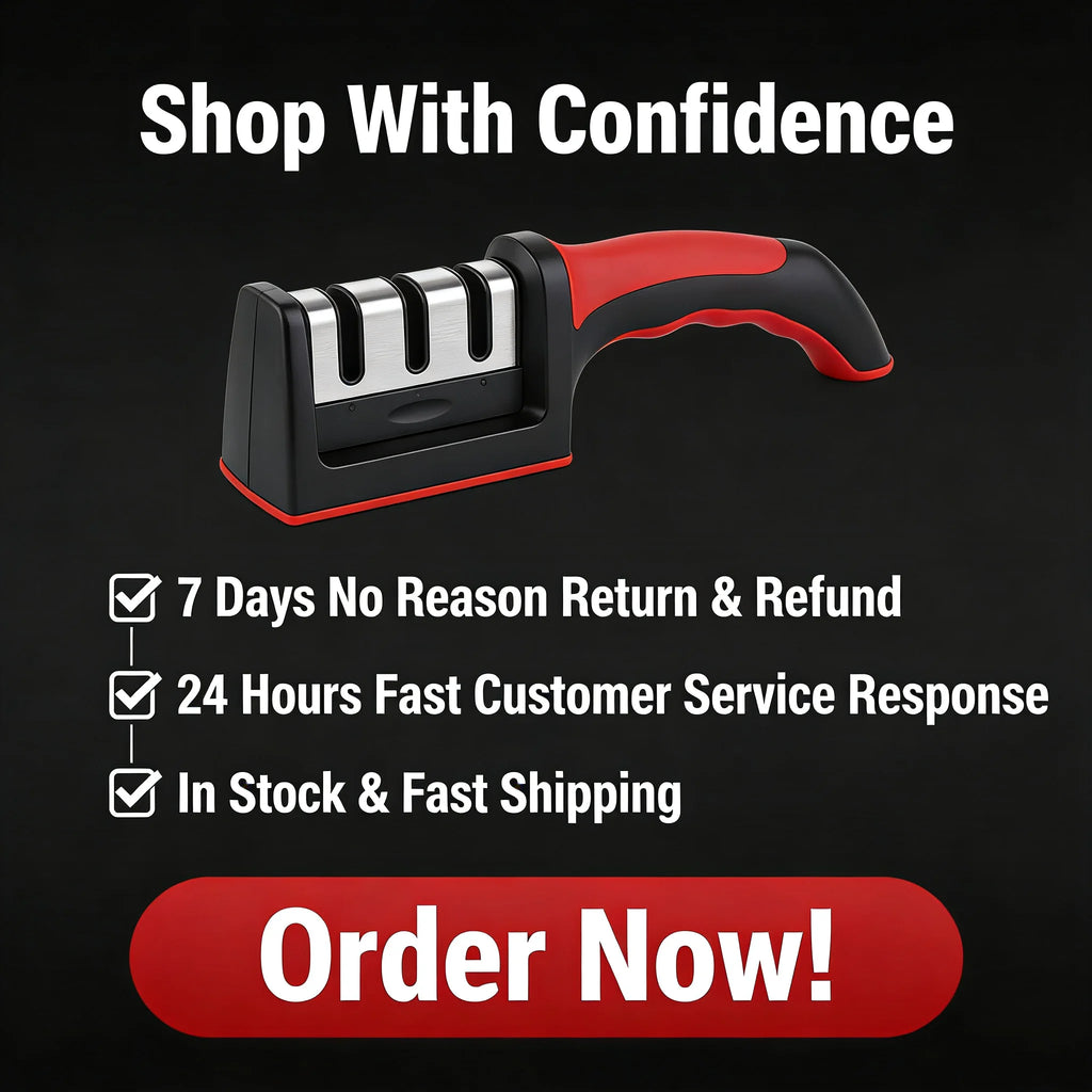 3-Stage Knife Sharpener – Manual Kitchen Knife Sharpening Tool with Non-Slip Handle | Professional Blade Restorer for Dull Knives & Home Cooking