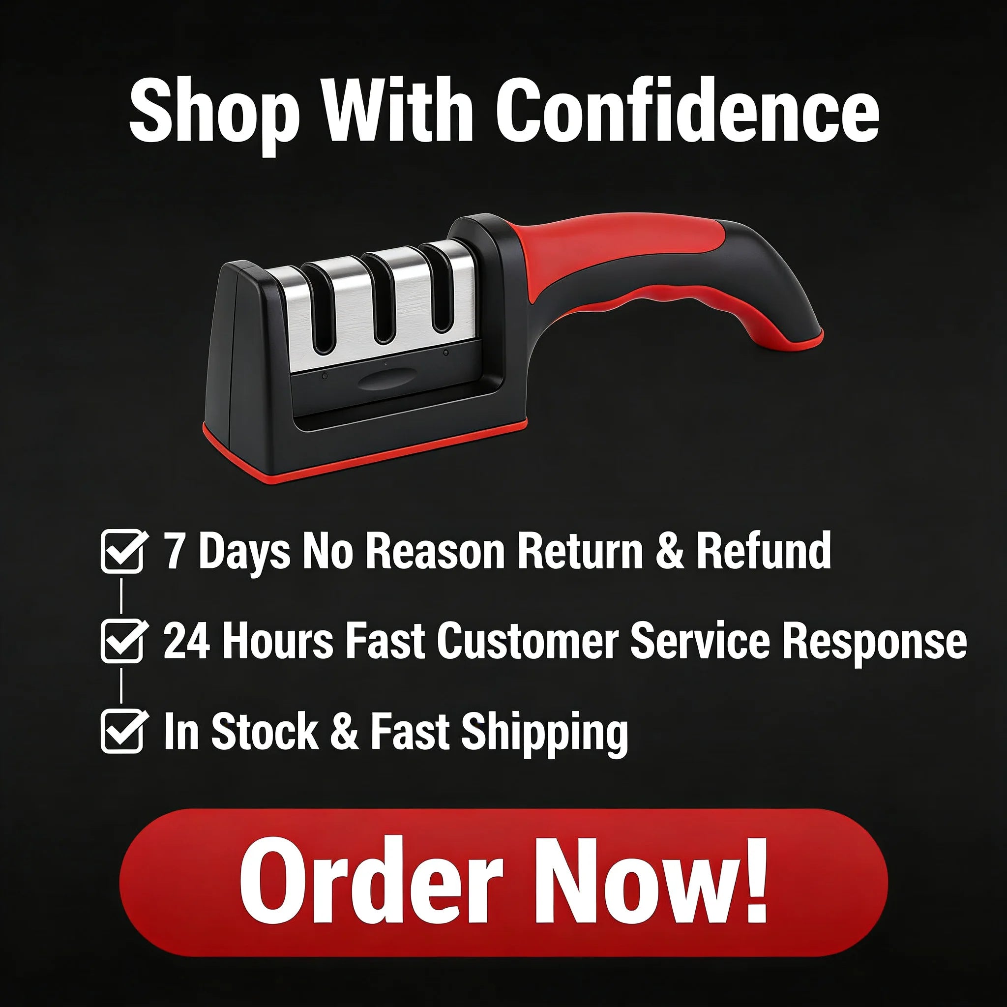 3-Stage Knife Sharpener – Manual Kitchen Knife Sharpening Tool with Non-Slip Handle | Professional Blade Restorer for Dull Knives & Home Cooking