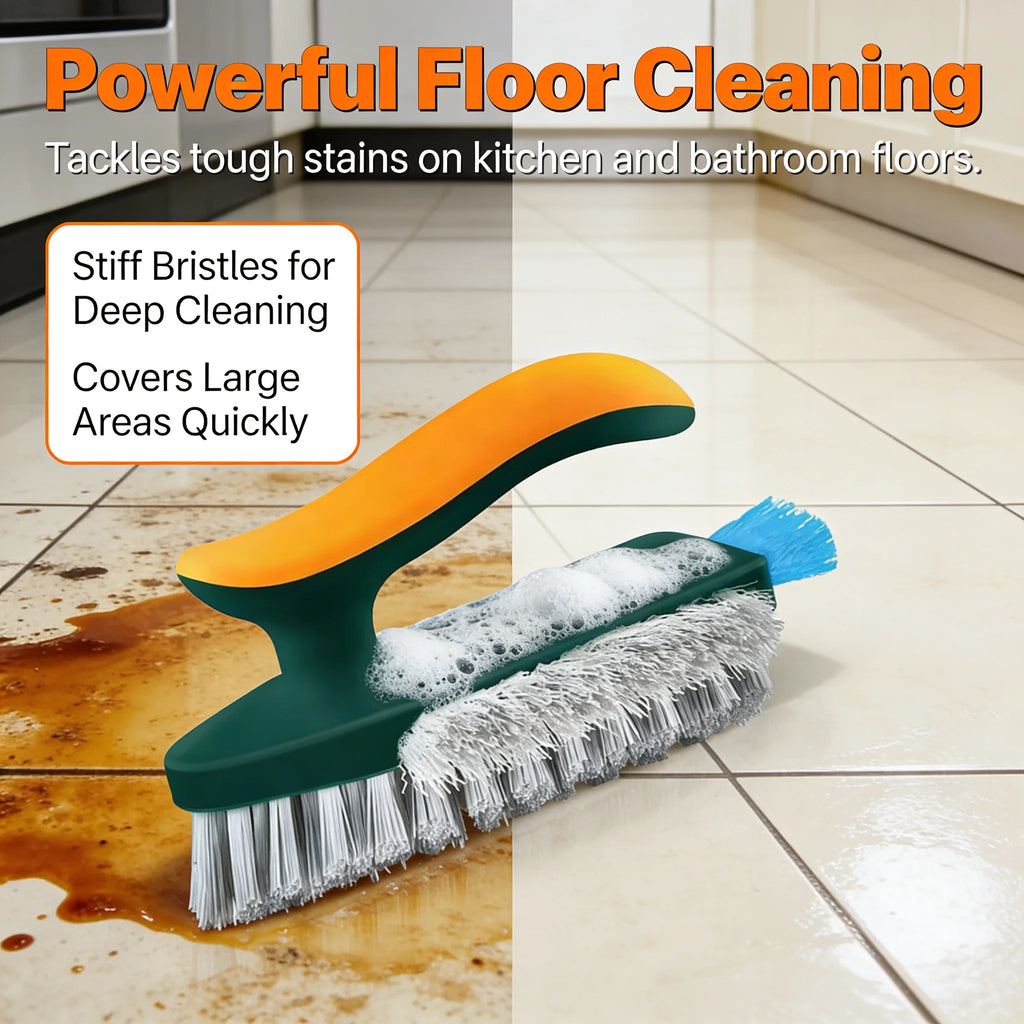 3-in-1 Cleaning Brush Set – Hard Bristle Scrub Brush & Gap Cleaner | Multi-Purpose Kitchen, Bathroom, Tile & Window Track Cleaning Tool