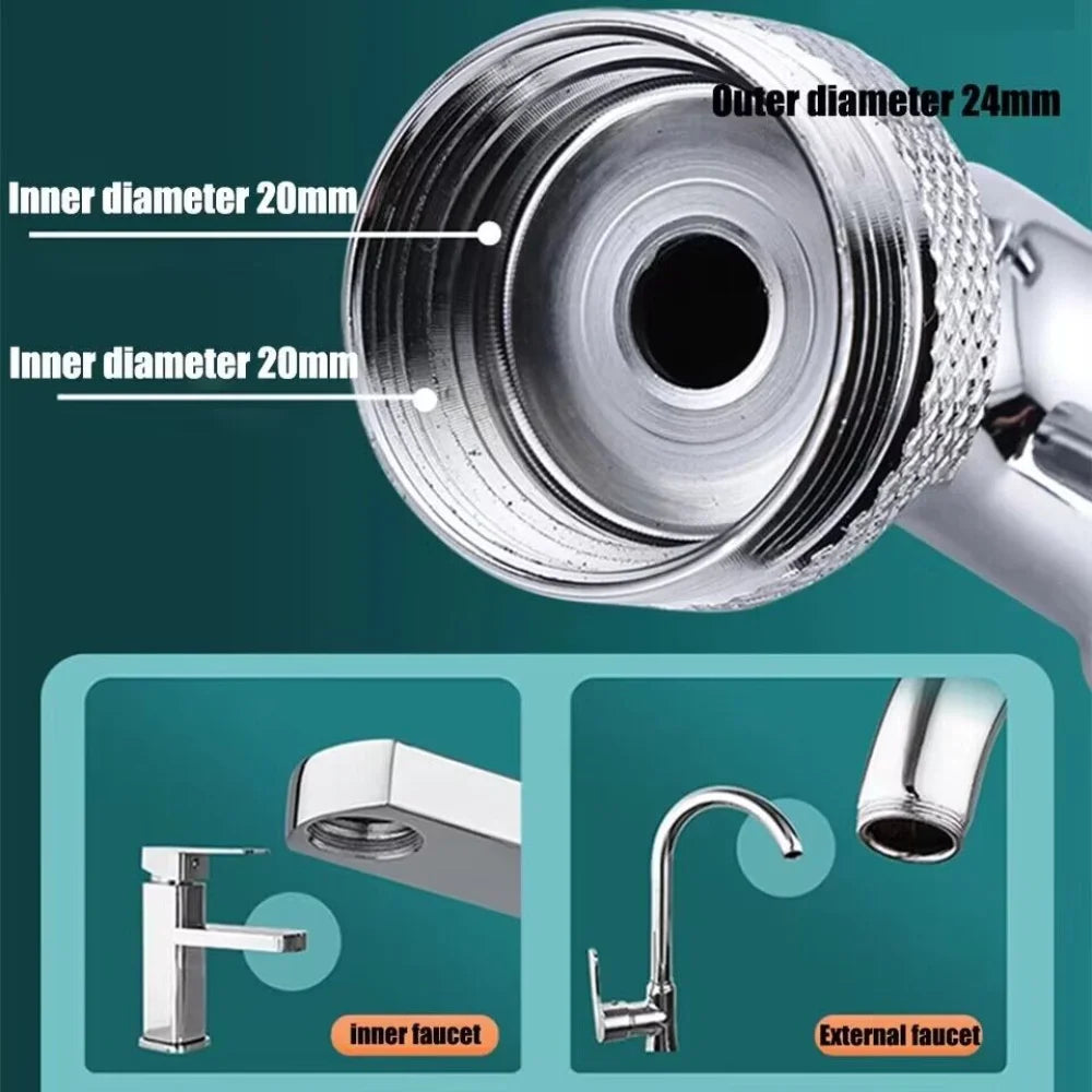 1080° Rotating Faucet Aerator – Universal Kitchen Tap Extender with Dual Water Modes | Metal Swivel Sink Sprayer for Kitchen & Bathroom Water Saving Attachment