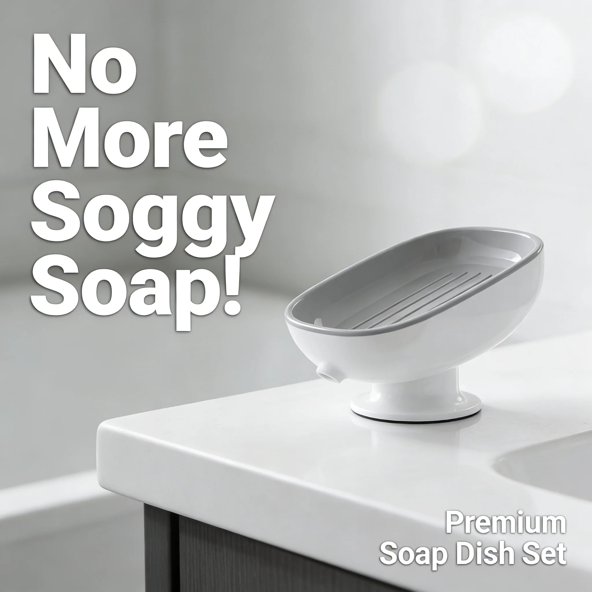 Self-Draining Suction Cup Soap Holder – Non-Slip Soap Dish for Bathroom, Shower & Kitchen Sink | Easy Install, No Drill
