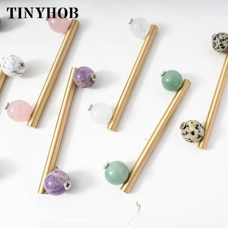 Nordic Marble & Brass Cabinet Handles – Luxury Drawer Pulls & Knobs | Modern Kitchen & Furniture Hardware for Cabinets, Dressers & Wardrobes
